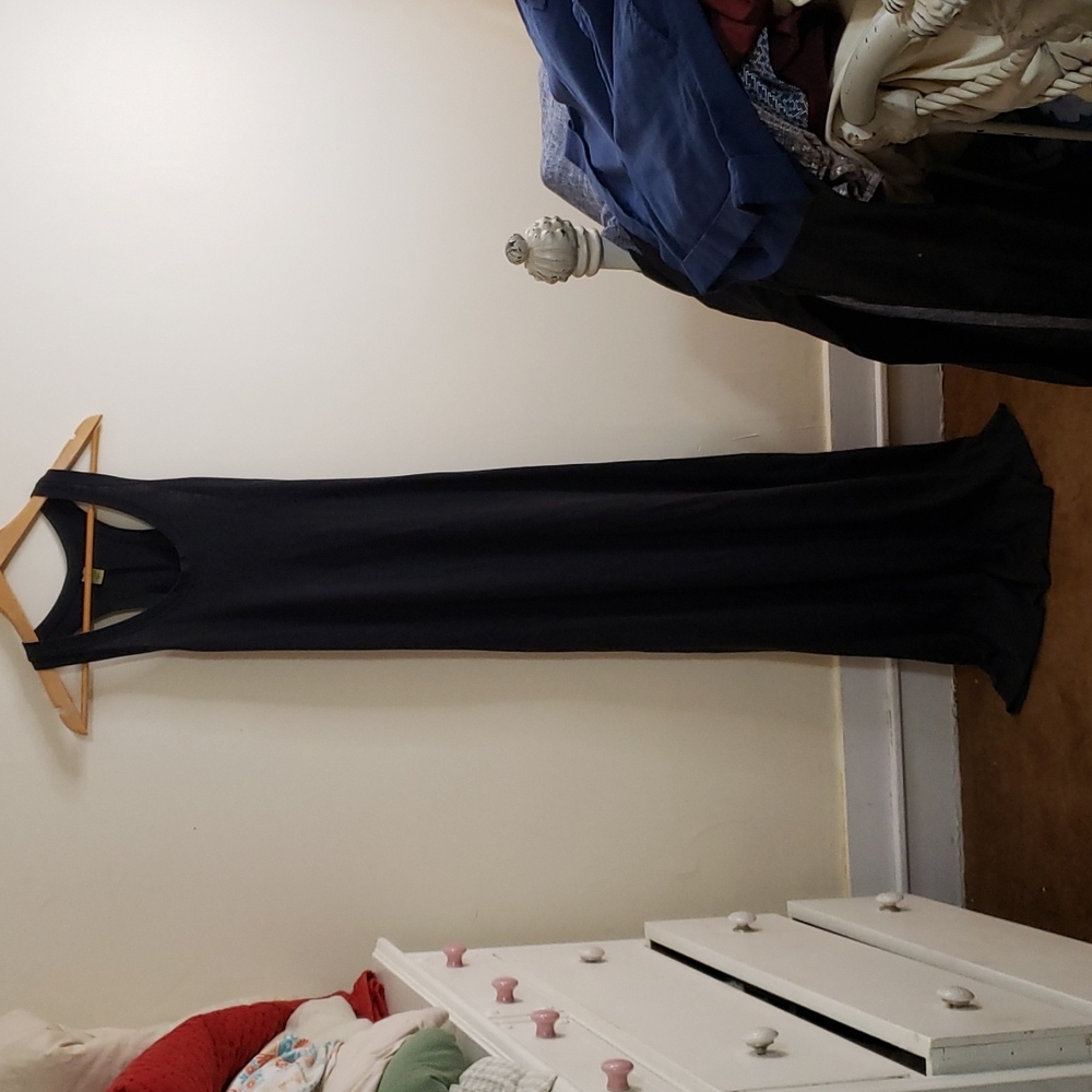 Alternative Earth size small long black dress, racerback.